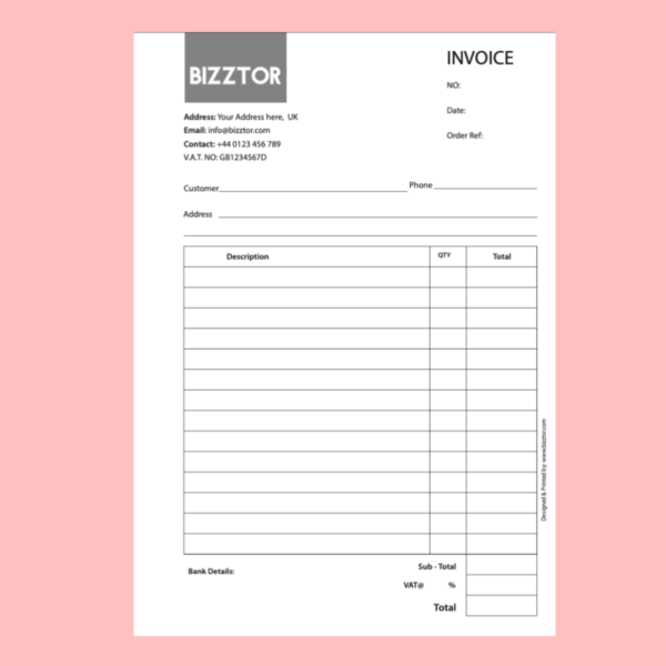 personalised duplicate invoice books