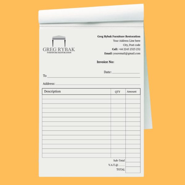 personalised invoice book